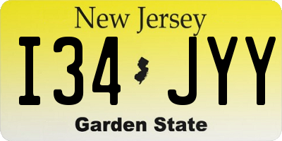 NJ license plate I34JYY