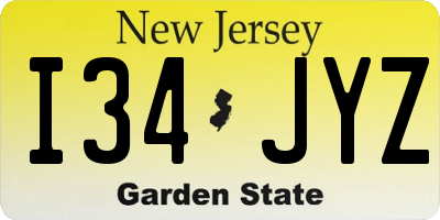 NJ license plate I34JYZ