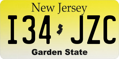 NJ license plate I34JZC