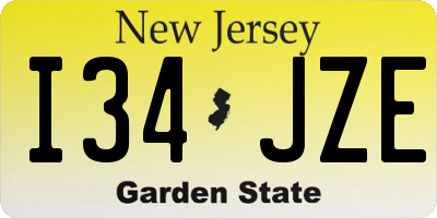 NJ license plate I34JZE