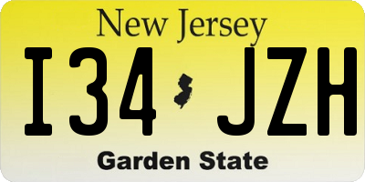 NJ license plate I34JZH