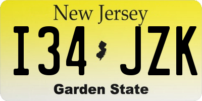 NJ license plate I34JZK