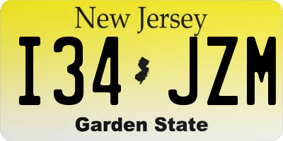 NJ license plate I34JZM
