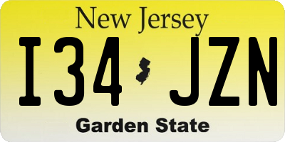 NJ license plate I34JZN