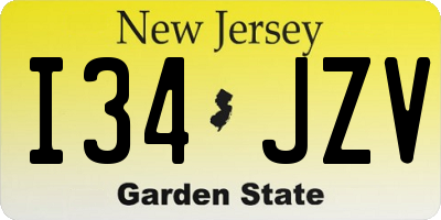 NJ license plate I34JZV