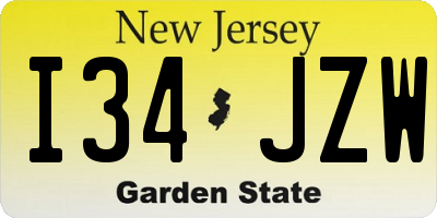NJ license plate I34JZW