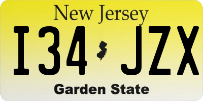 NJ license plate I34JZX