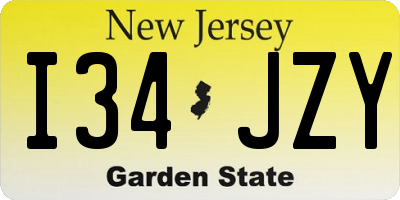 NJ license plate I34JZY