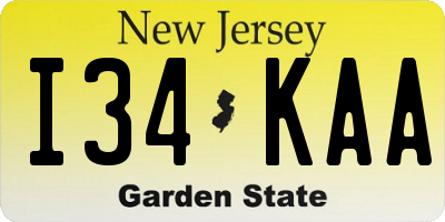 NJ license plate I34KAA