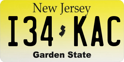 NJ license plate I34KAC