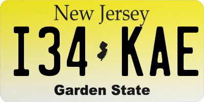 NJ license plate I34KAE