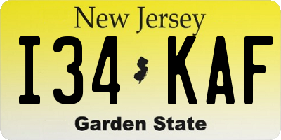 NJ license plate I34KAF
