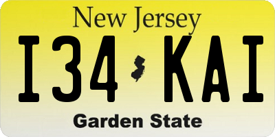 NJ license plate I34KAI