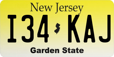 NJ license plate I34KAJ