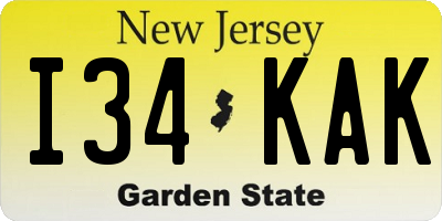 NJ license plate I34KAK