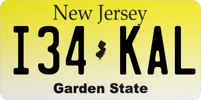 NJ license plate I34KAL