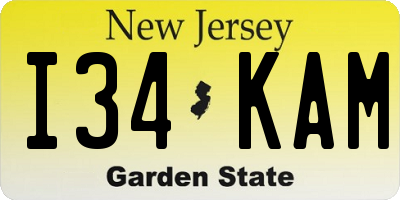 NJ license plate I34KAM