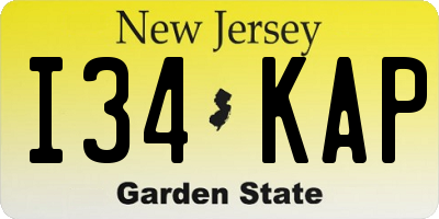 NJ license plate I34KAP