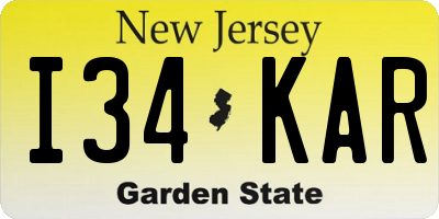 NJ license plate I34KAR