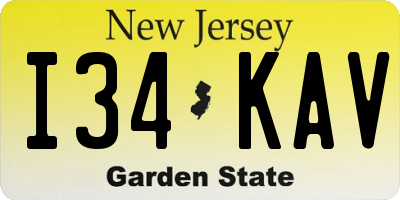 NJ license plate I34KAV