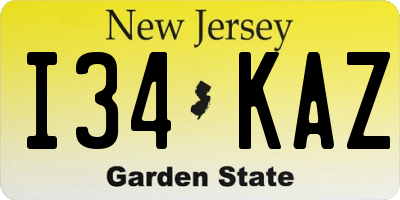 NJ license plate I34KAZ