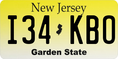NJ license plate I34KBO