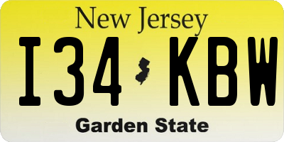 NJ license plate I34KBW
