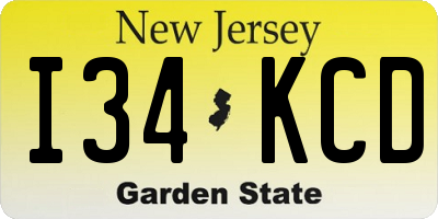NJ license plate I34KCD