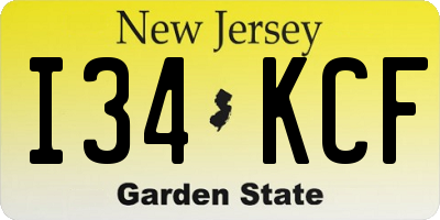 NJ license plate I34KCF