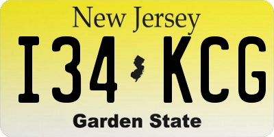 NJ license plate I34KCG