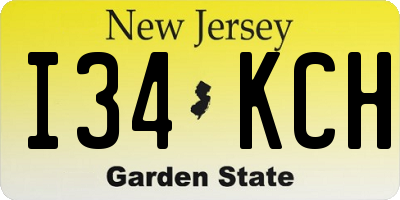NJ license plate I34KCH