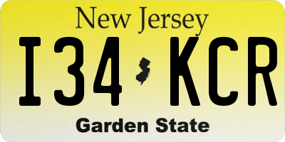 NJ license plate I34KCR