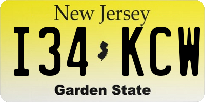NJ license plate I34KCW