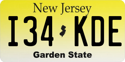 NJ license plate I34KDE