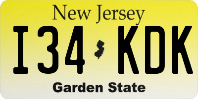 NJ license plate I34KDK