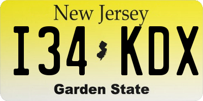 NJ license plate I34KDX