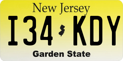 NJ license plate I34KDY