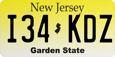 NJ license plate I34KDZ