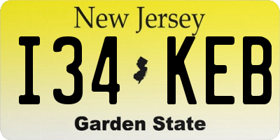 NJ license plate I34KEB