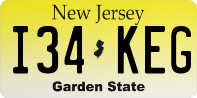 NJ license plate I34KEG