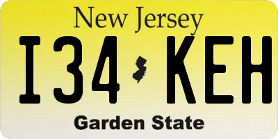 NJ license plate I34KEH