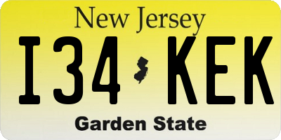 NJ license plate I34KEK