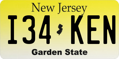 NJ license plate I34KEN