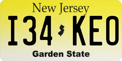 NJ license plate I34KEO