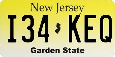 NJ license plate I34KEQ