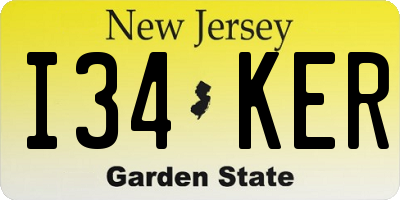 NJ license plate I34KER