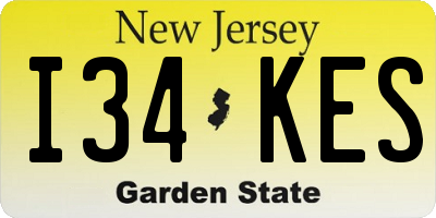 NJ license plate I34KES