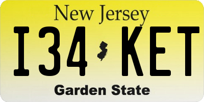 NJ license plate I34KET