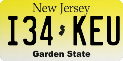 NJ license plate I34KEU