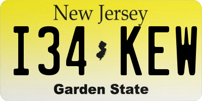 NJ license plate I34KEW